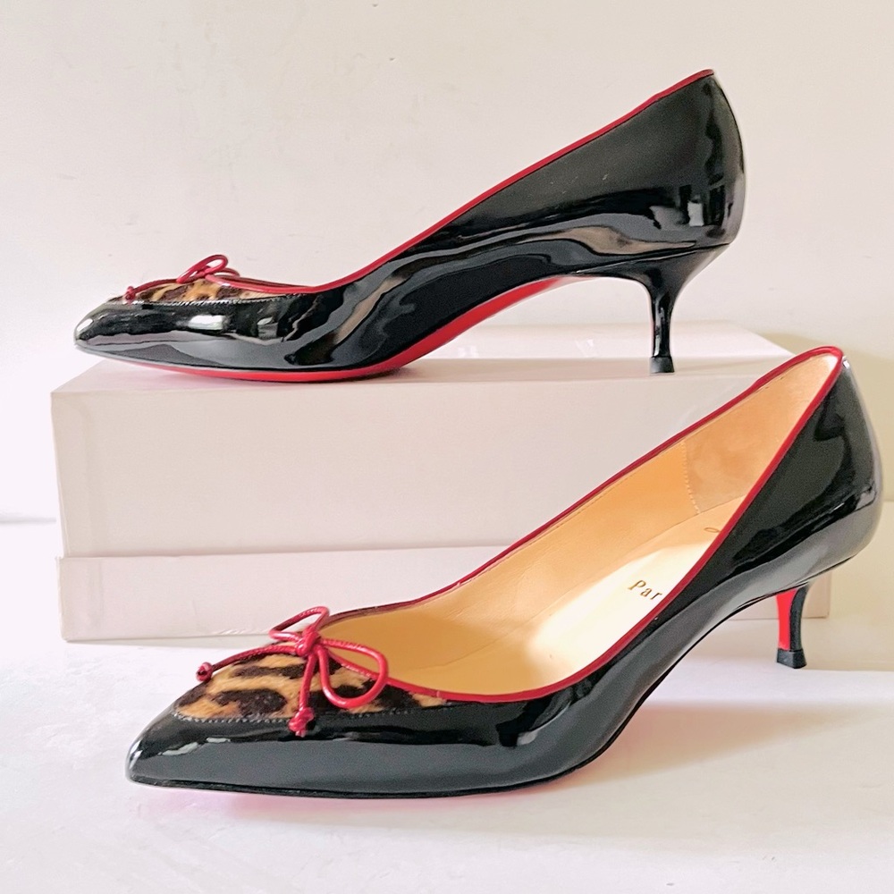 Christian Louboutin black red patent kitten heels - Picture 4 of 16